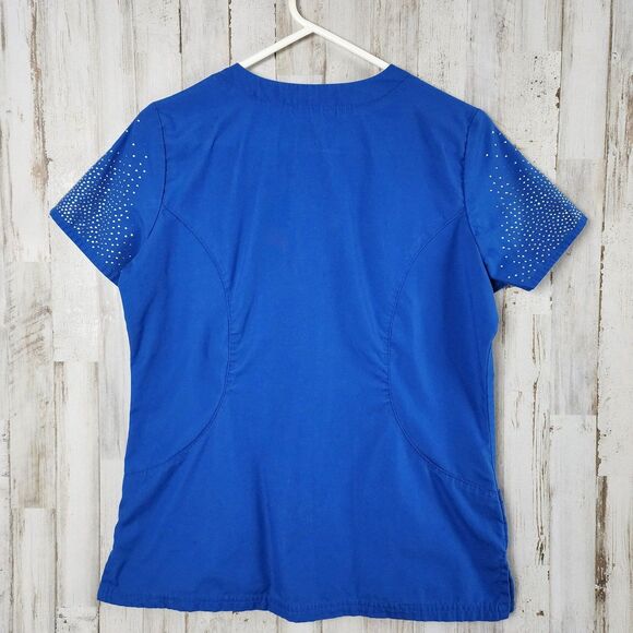 Butter Soft Embellished Scrub Top Blue Size Small - Picture 2 of 10